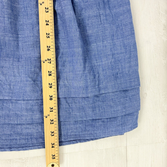 52seven Linen Blend Chambray Dress Sleeveless Size Large Blue Beach Babydoll - Picture 13 of 15